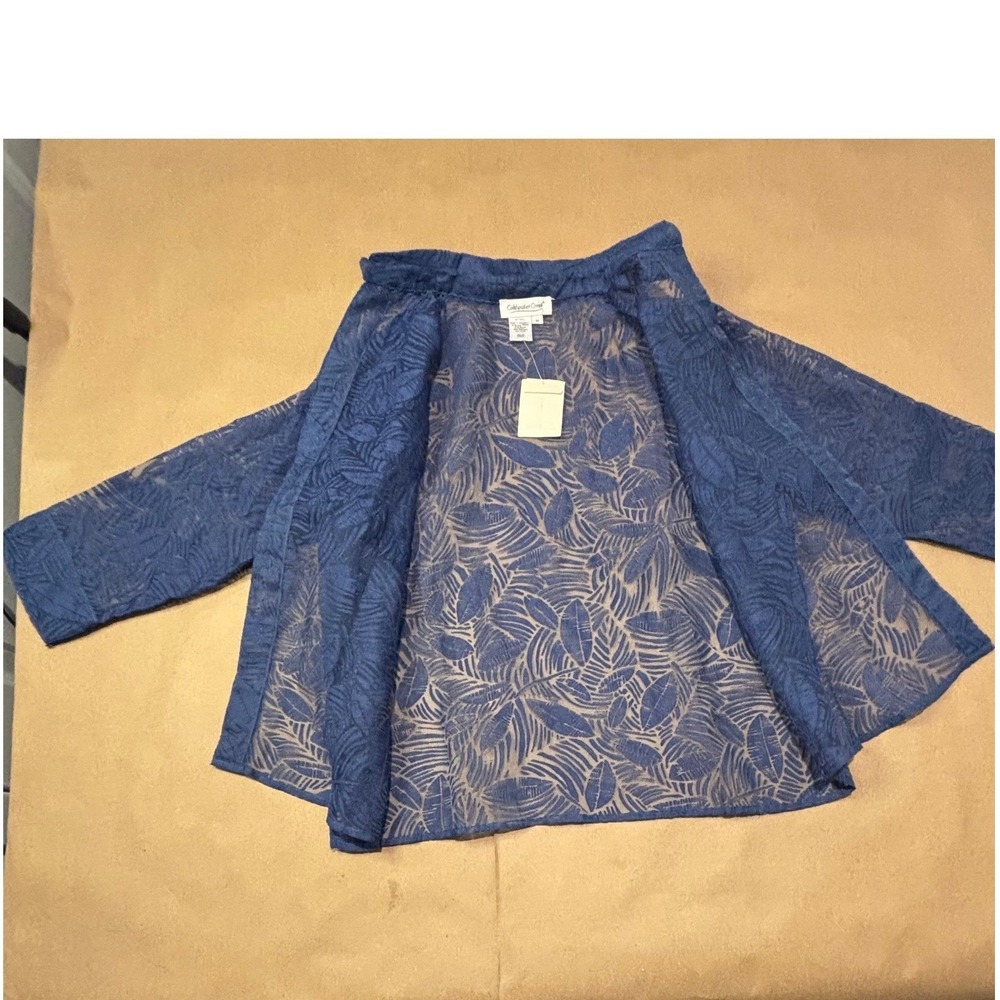 Coldwater Creek Blue Batik Burnout Shirt Women Size M - Picture 2 of 5